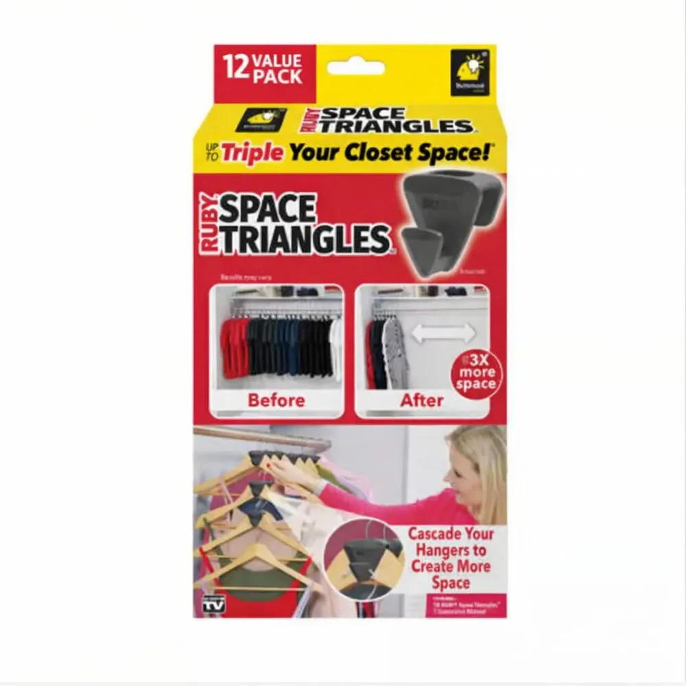 12 Pack Ruby Space Saver Triangles Closet Organizer Cascading Hanger Hooks USED